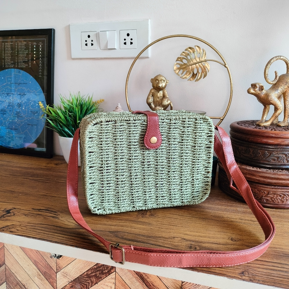 Boho Rattan Structured Bag - Picture 15 of 16